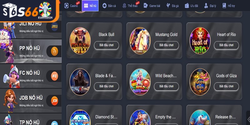 Sảnh game nổ hũ S66 cung cấp nhiều trò chơi hấp dẫn